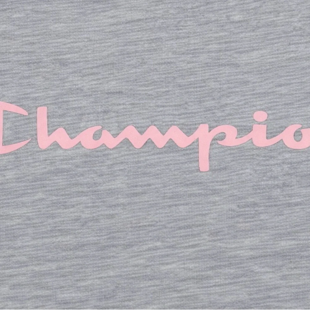 Champion Girls 2 Piece Outfit Pink Shorts & Gray‎ Logo Tee Size S Athletic Set